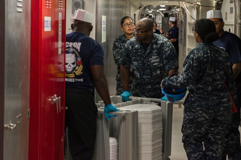 PCU Gerald R. Ford (CVN 78) FCPOA performs FSA Duties for a Day