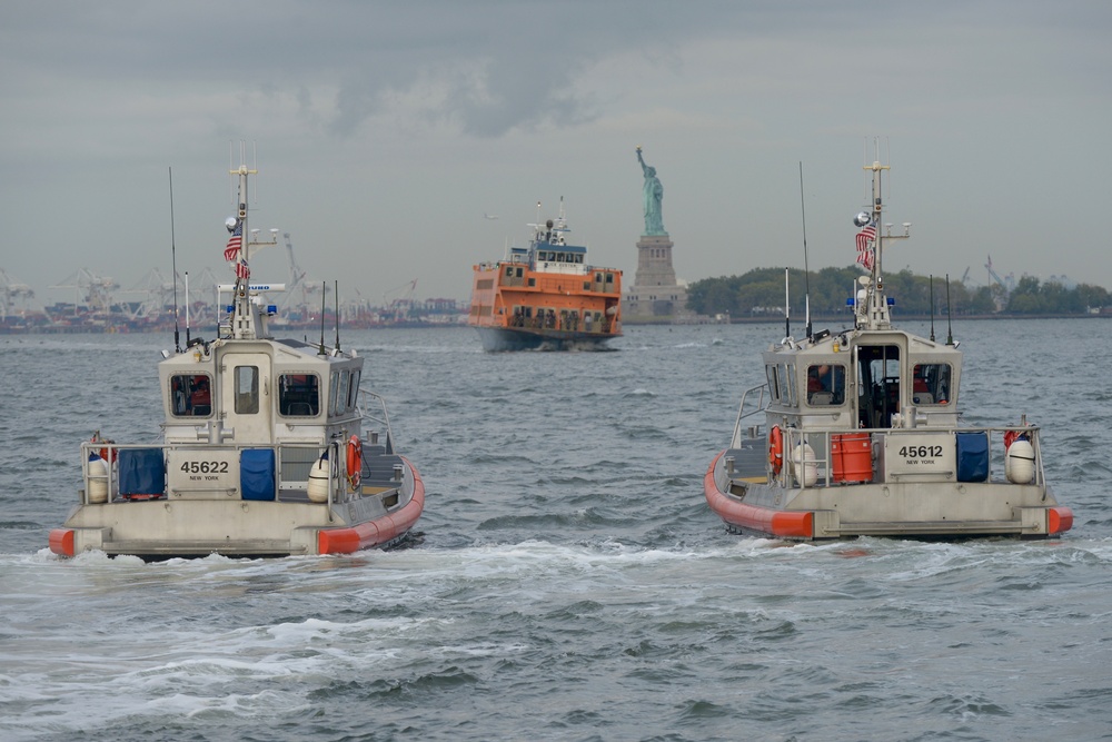 Coast Guard, Partner agencies enforce security zone during Papal Visit to New York