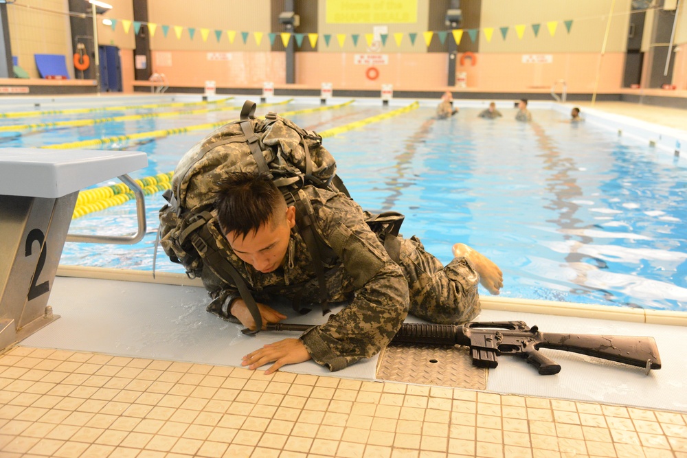 Gym drown proofing exercise of Commanders Prime Time Training 39th and 128th Signal Bn