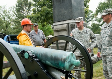 Cannon and carriage reinstalled at the gravesite of Maj. Gen. Wallace Fitz Randolph in Arlington National Cemetery