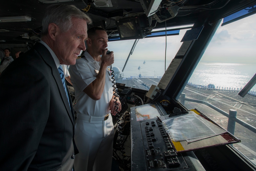 Secretary of the Navy visits USS Ronald Reagan