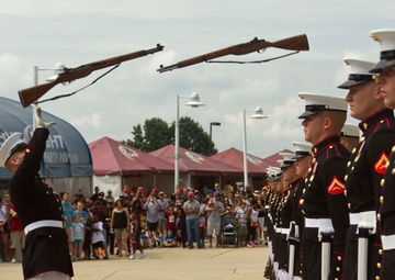 U.S. Marine Corps Silent Drill Platoon performs at the Washington Redskins’ Military Appreciation Day