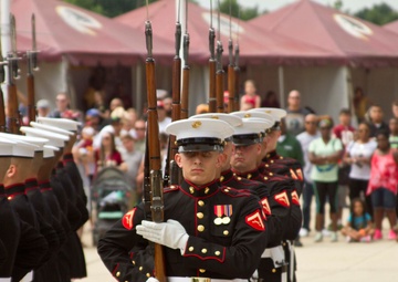 U.S. Marine Corps Silent Drill Platoon performs at the Washington Redskins’ Military Appreciation Day