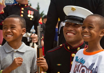 U.S. Marine Corps Silent Drill Platoon performs at the Washington Redskins’ Military Appreciation Day