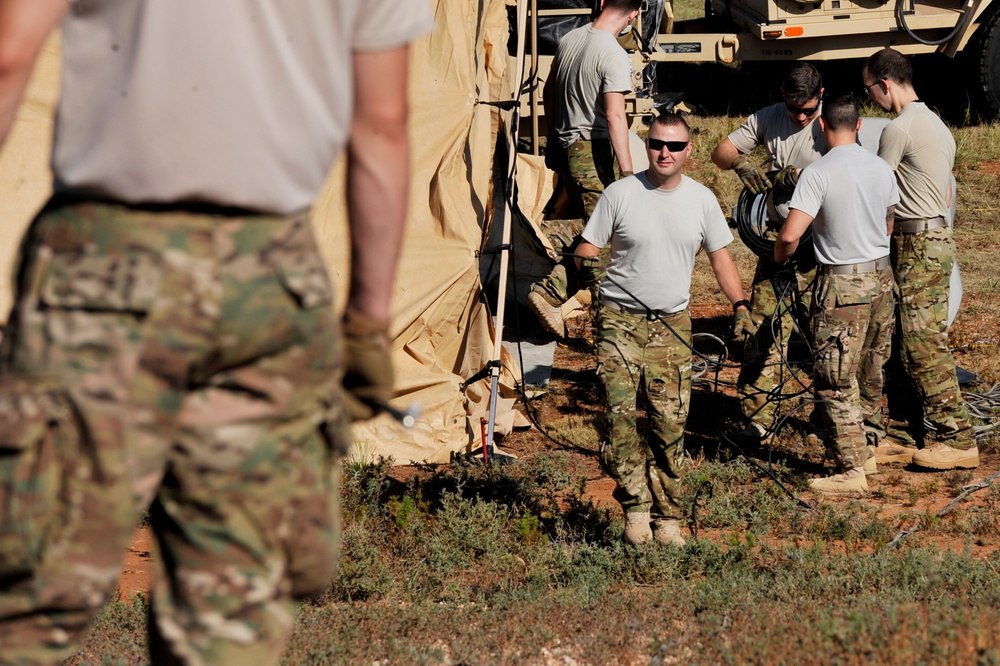 12th Special Operations Squadron sets up equipment for an Expeditionary Launch and Recover Element operation test