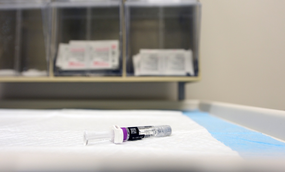 Patients receive flu vaccination at Naval Health Clinic Hawaii