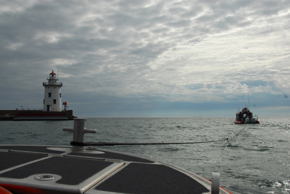 Two-boat training in Lake Huron