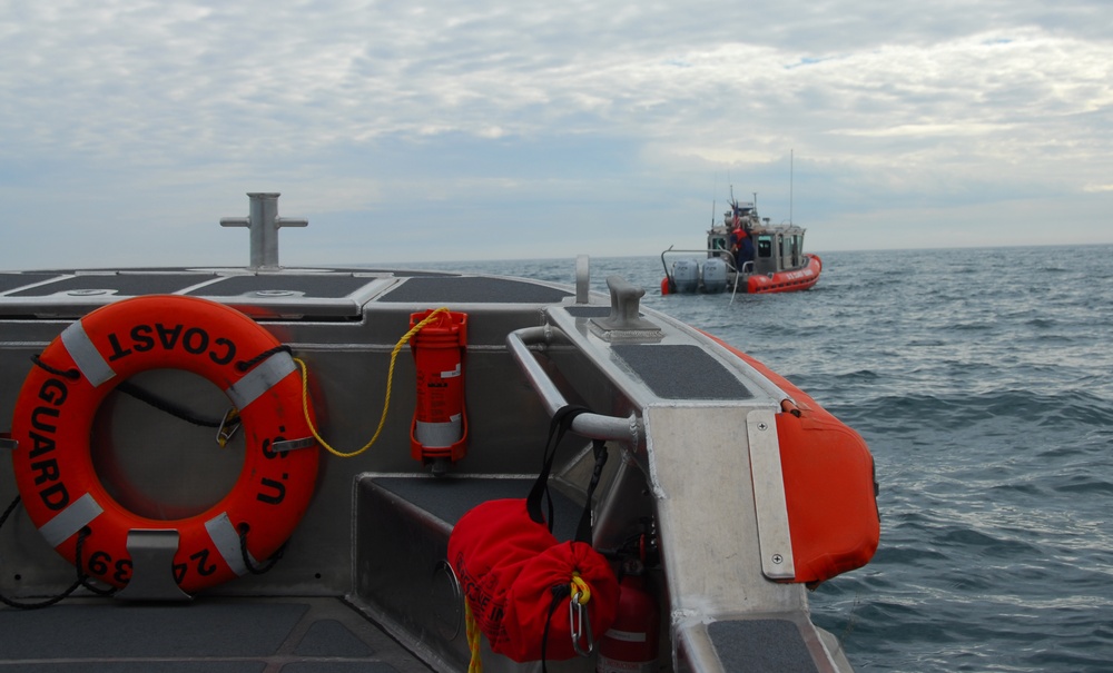 Two-boat training in Lake Huron