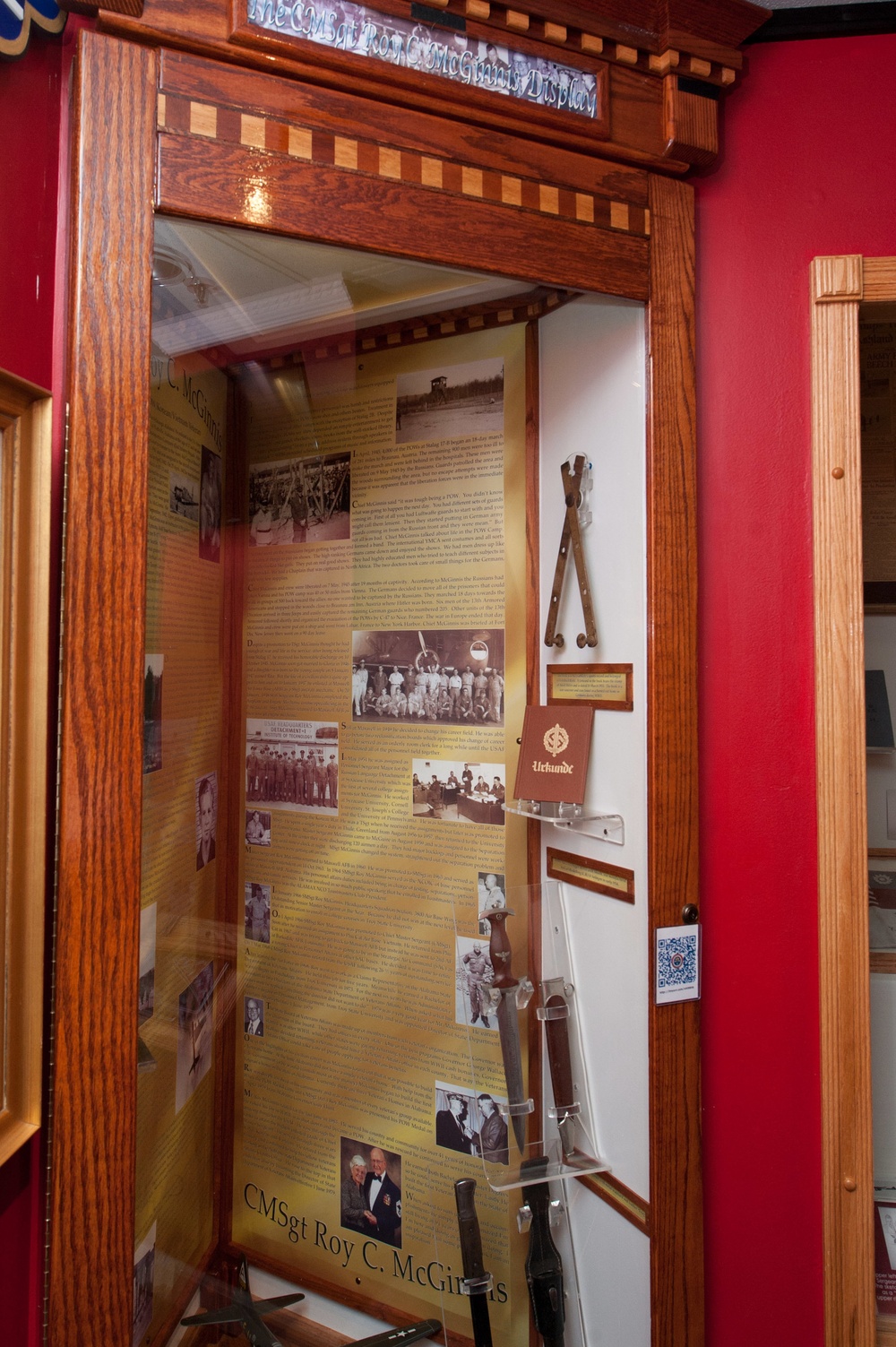 Dedication - Display for Chief Master Sgt. Roy C. McGinnis (WWII - POW)