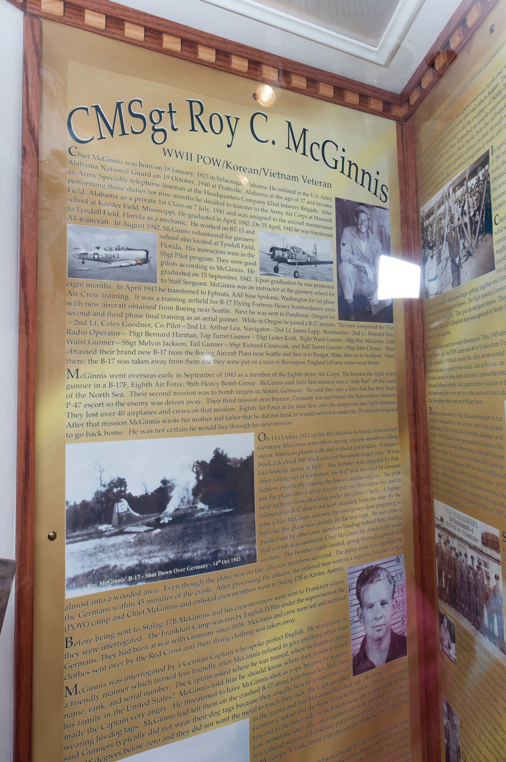 Dedication - Display for Chief Master Sgt. Roy C. McGinnis (WWII - POW)