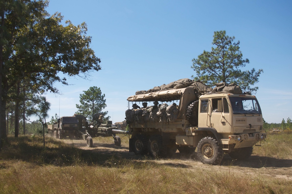 Strike Brigade artillery battery moves to firing position