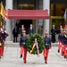 SD and Spain's MOD watch as the wreath is being guided to the front of the memorial