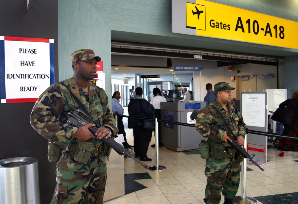 Soldiers provide security at Newark-Liberty International Airport