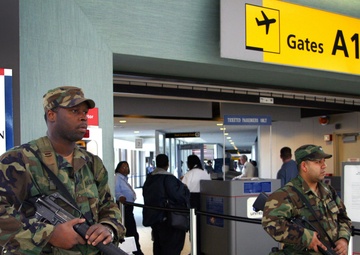 Soldiers provide security at Newark-Liberty International Airport