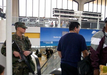 Soldiers provide security at Newark-Liberty International Airport