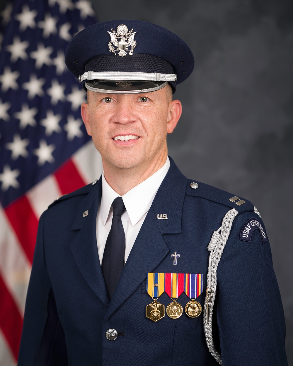 Official portrait, chaplain with the United States Air Force Chaplaincy at Arlington National Cemetery, Capt. Scott A. Foust, US Air Force