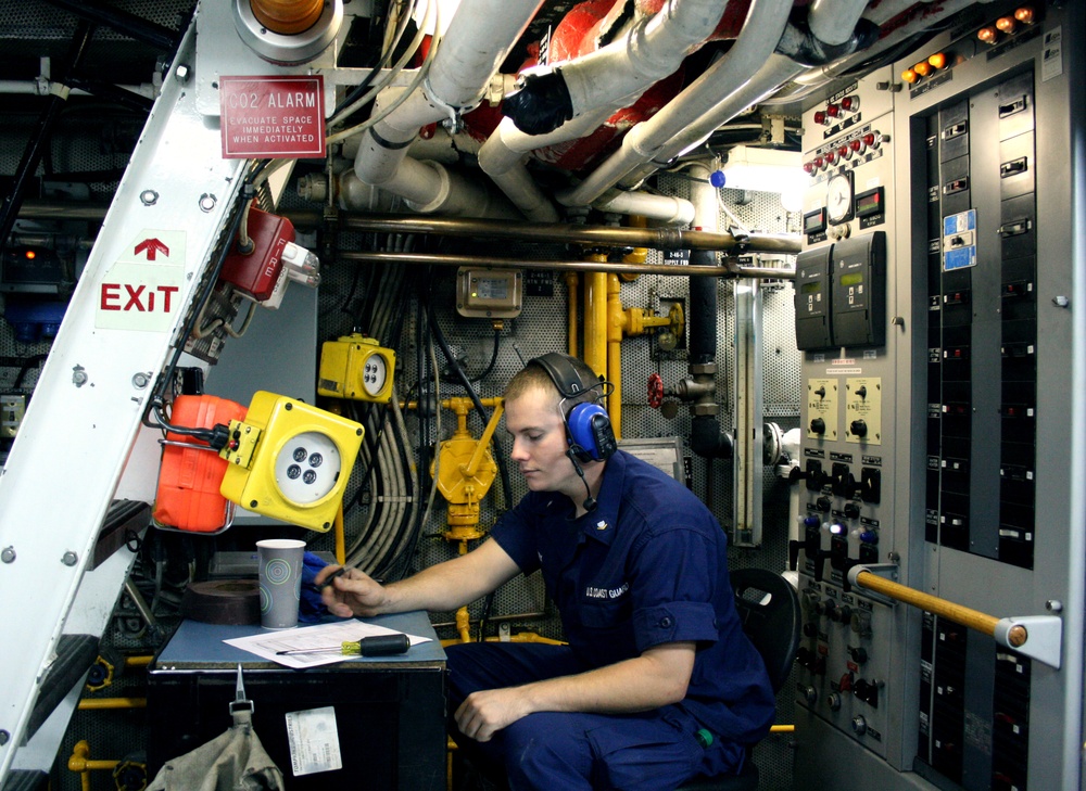 Fuel tank soundings aboard Coast Guard Cutter Buckthorn