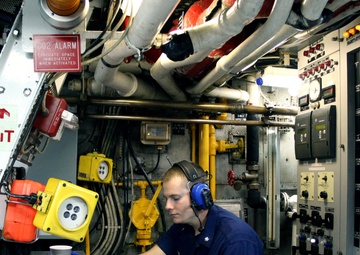 Fuel tank soundings aboard Coast Guard Cutter Buckthorn