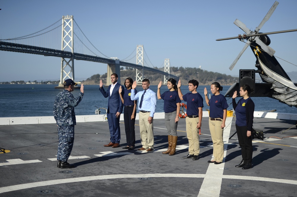 Future service members take the oath of enlistment aboard USS Somerset