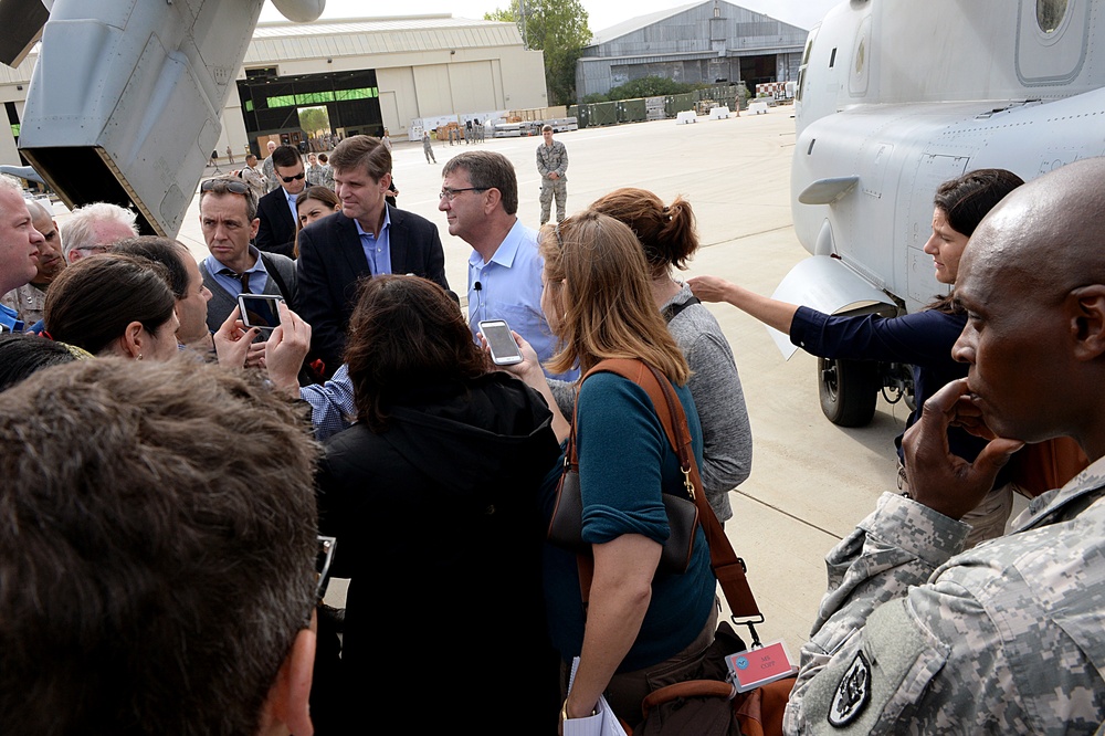 Secretary of defense speaks with the press