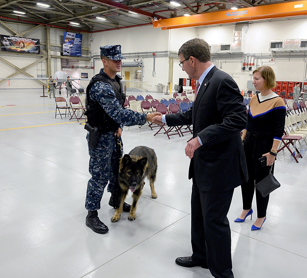 Secretary of defense coins a K-9 handler