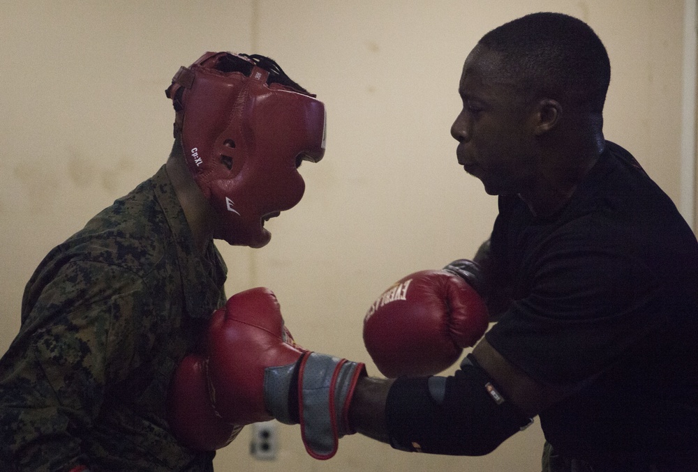 Marines with SPMAGTF-SC participate in sparring exercise