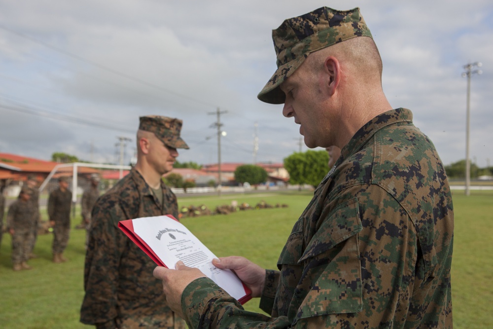 US Marine Jon Hidlay is promoted to the rank of Gunnery Sgt.