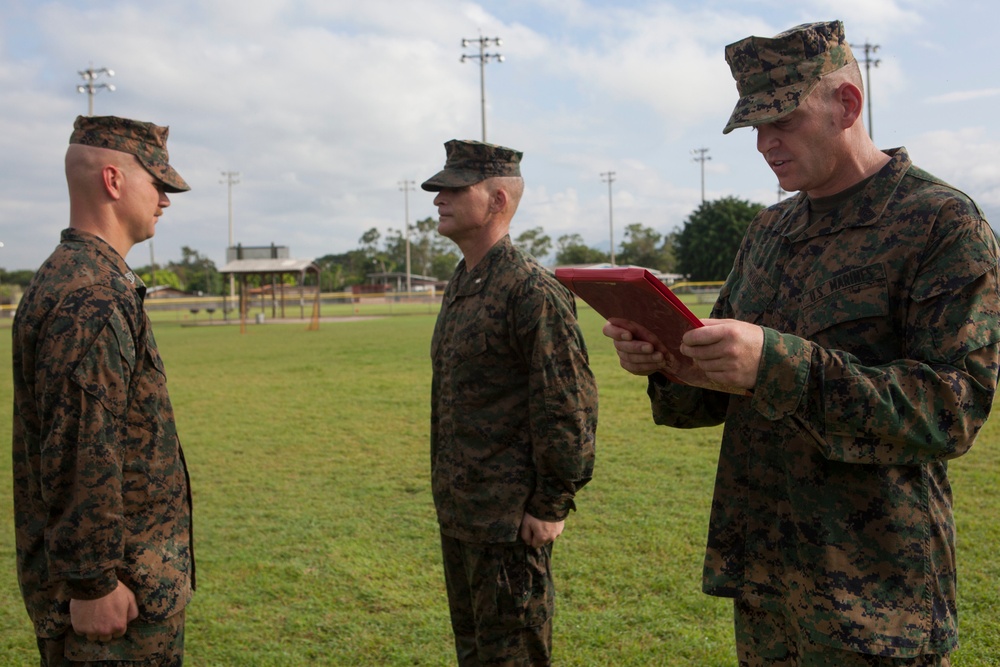 US Marine Jon Hidlay is promoted to the rank of Gunnery Sgt.