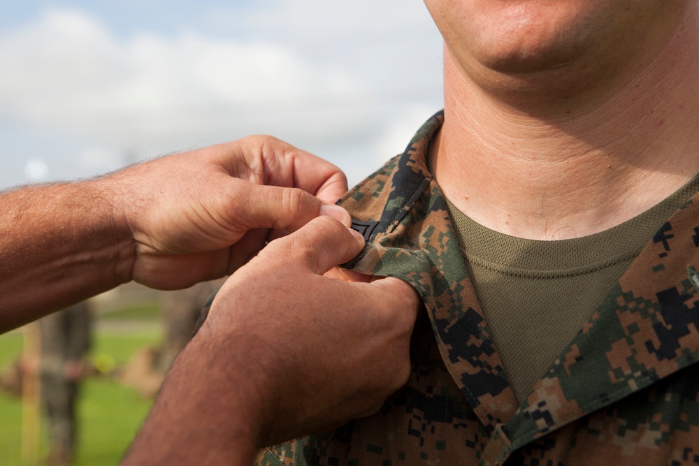 US Marine Jon Hidlay is promoted to the rank of Gunnery Sgt.