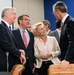 Secretary of State for Defense Michael Fallon (left), Secretary of Defense Ash Carter, German Minister of Defense Ursula von der Leyen and NATO Secretary General Jens Stoltenberg meet