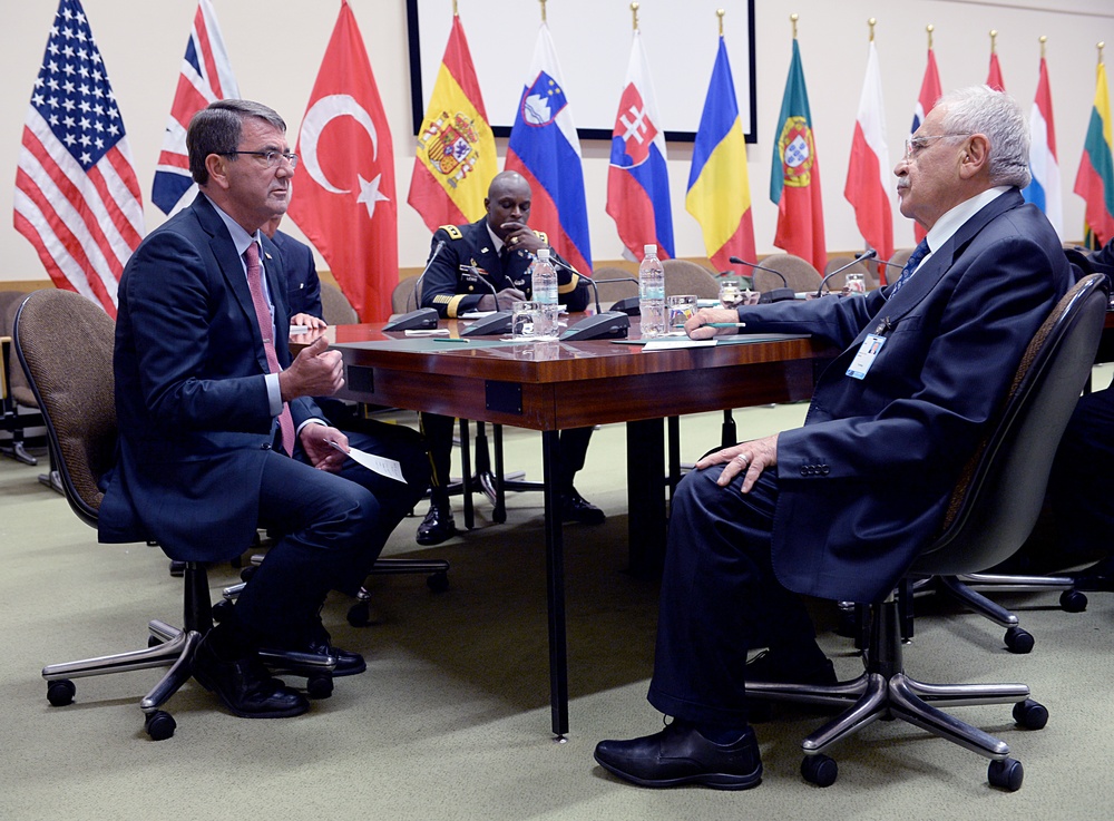 Secretary of defense speaks with the minister of national defense of the Republic of Turkey at NATO