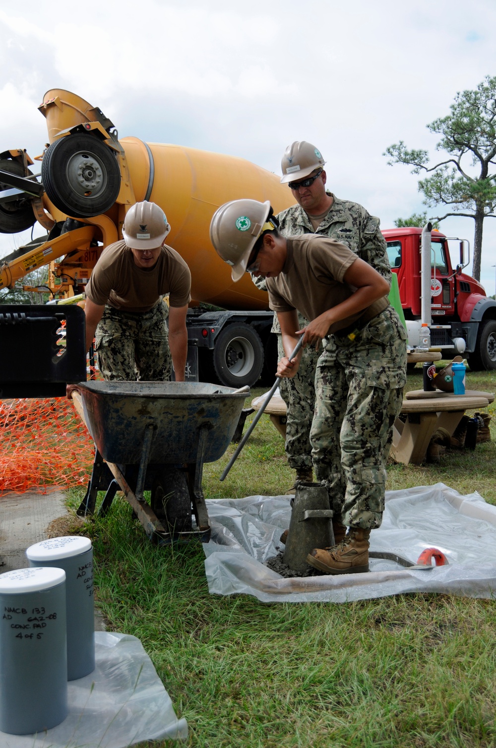 NMCB 133 Air Det conducts concrete placement for base gazeebo