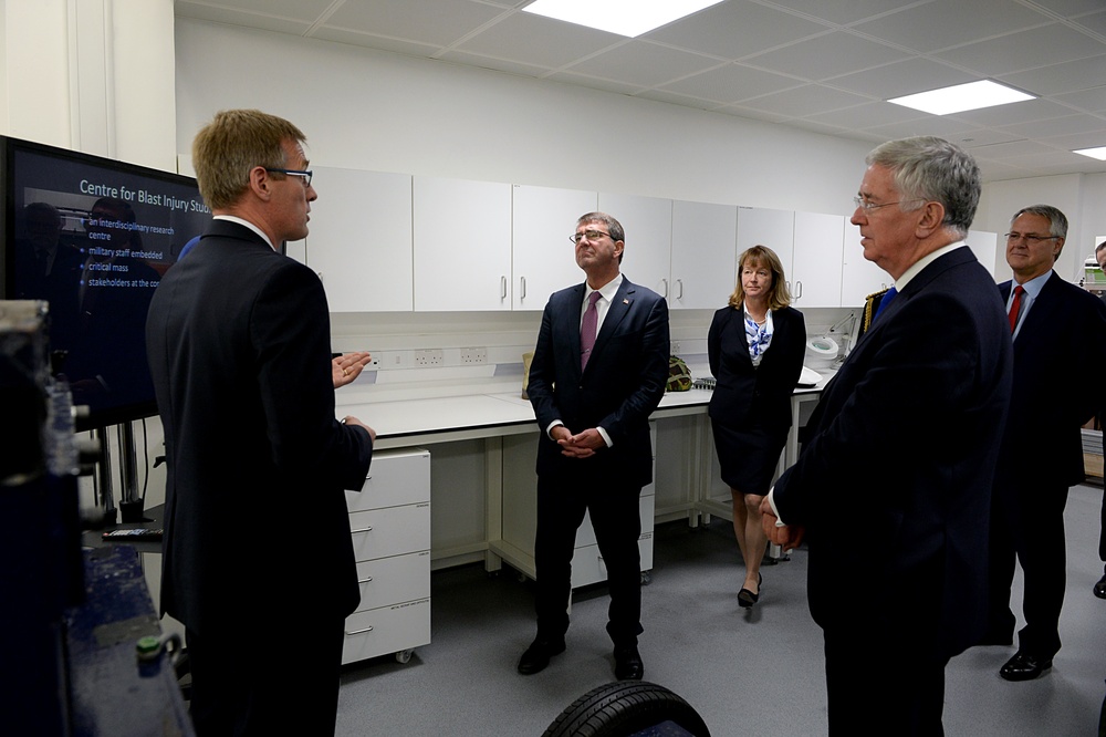 Secretary of defense and Secretary of State for Defense Michael Fallon tour Imperial College