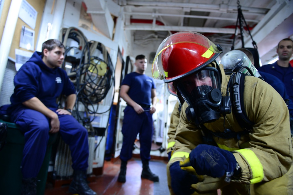 Fire training aboard Coast Guard Cutter Midgett