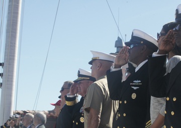 Parade of ships sail through San Francisco Bay