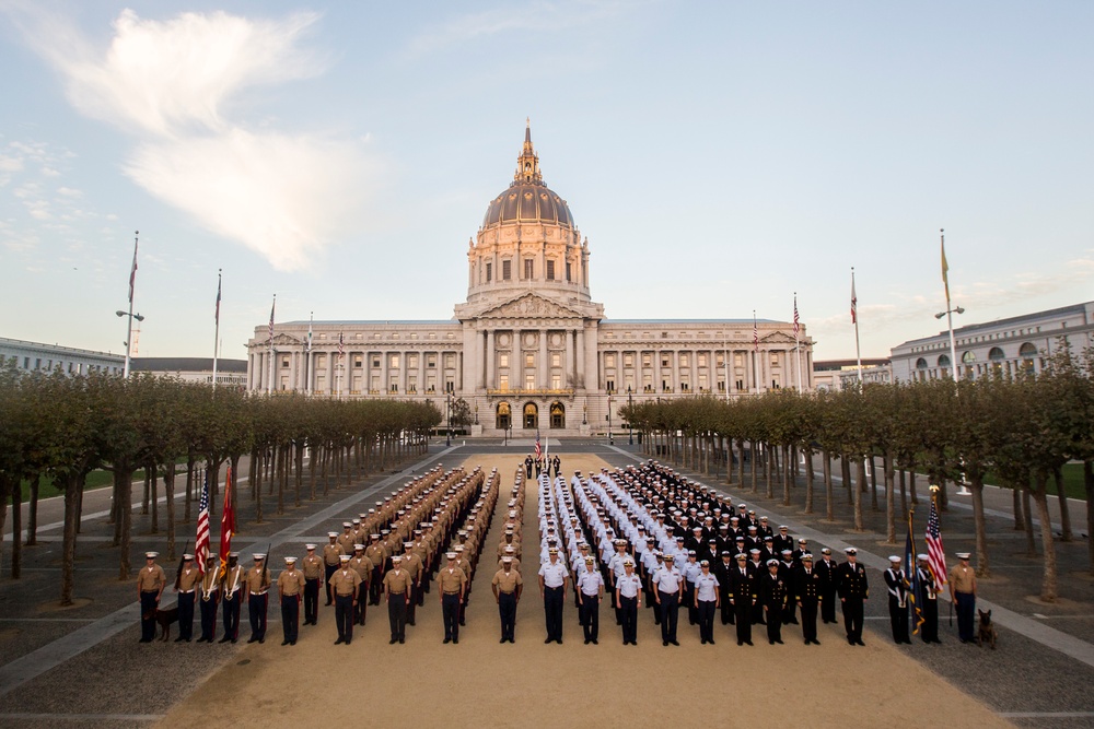 Marines, Sailors pose for iconic Fleet Week photo