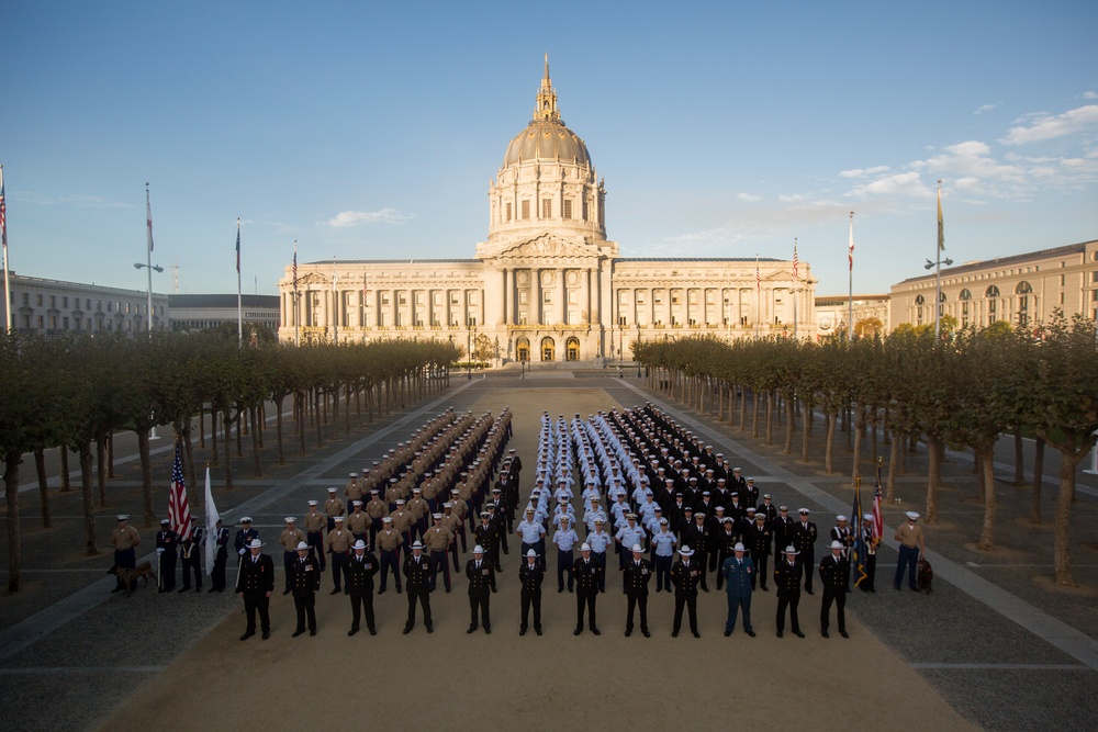 Marines, Sailors pose for iconic Fleet Week photo