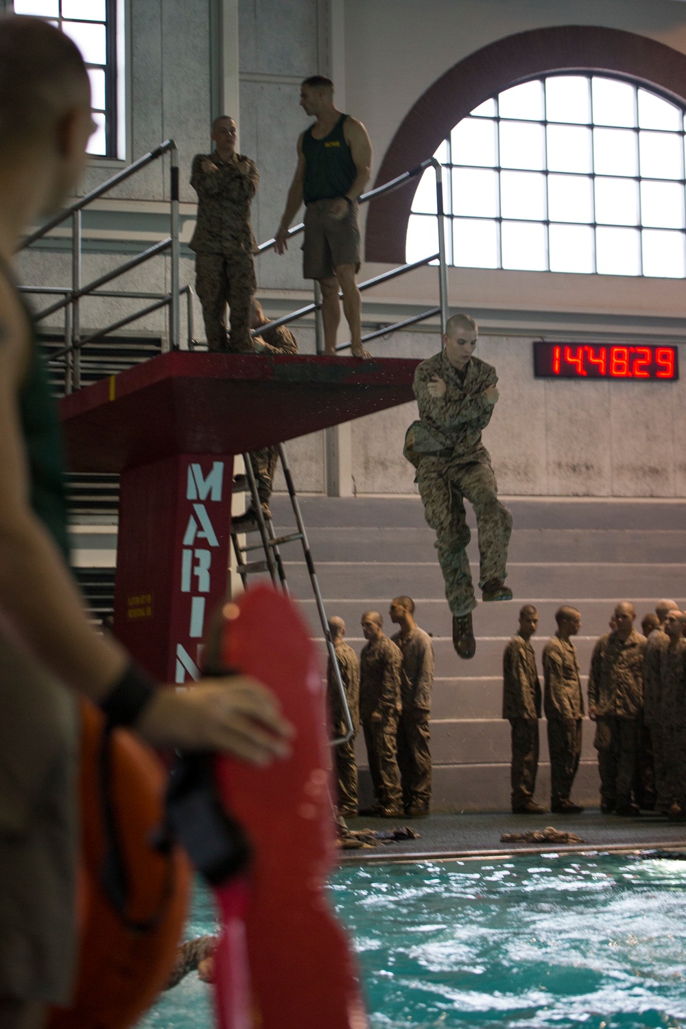 Marine recruits conquer swim qualification on Parris Island