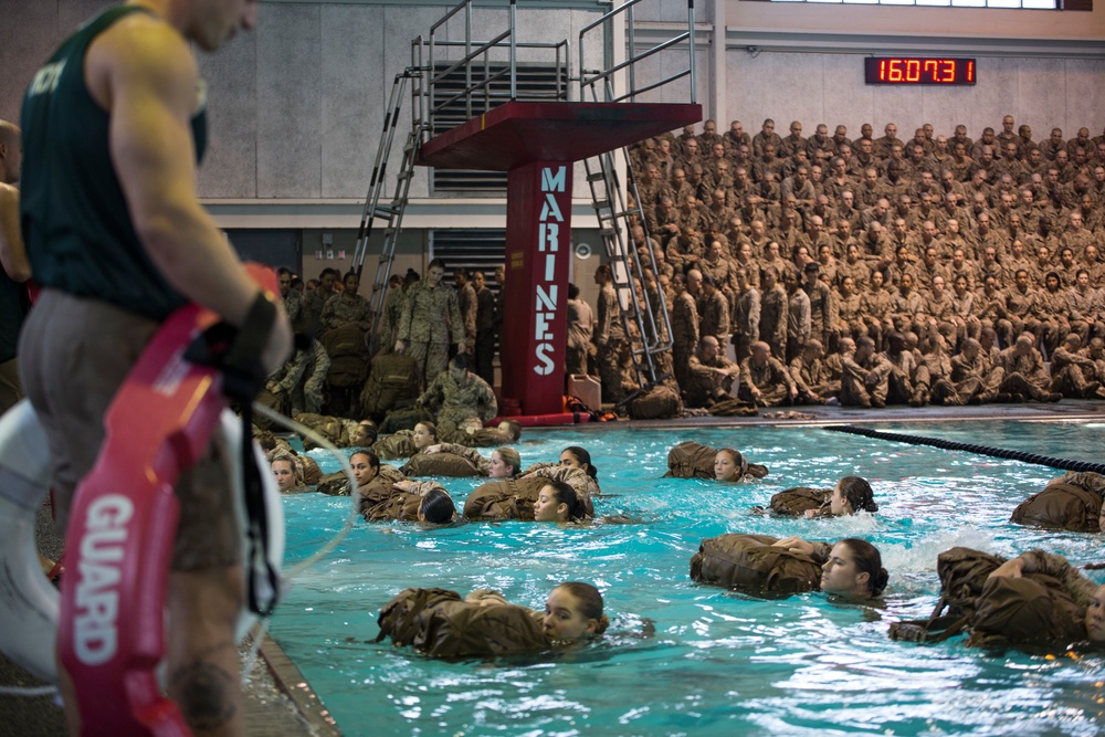 Marine recruits conquer swim qualification on Parris Island