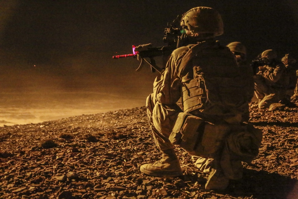 U.S. Marines engage targets at night in Djibouti