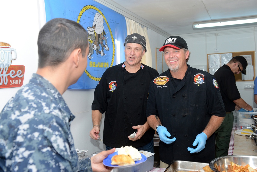 Navy Entertainment's Celebrity Chef Tour 'Messlords' visit NSF Deveselu
