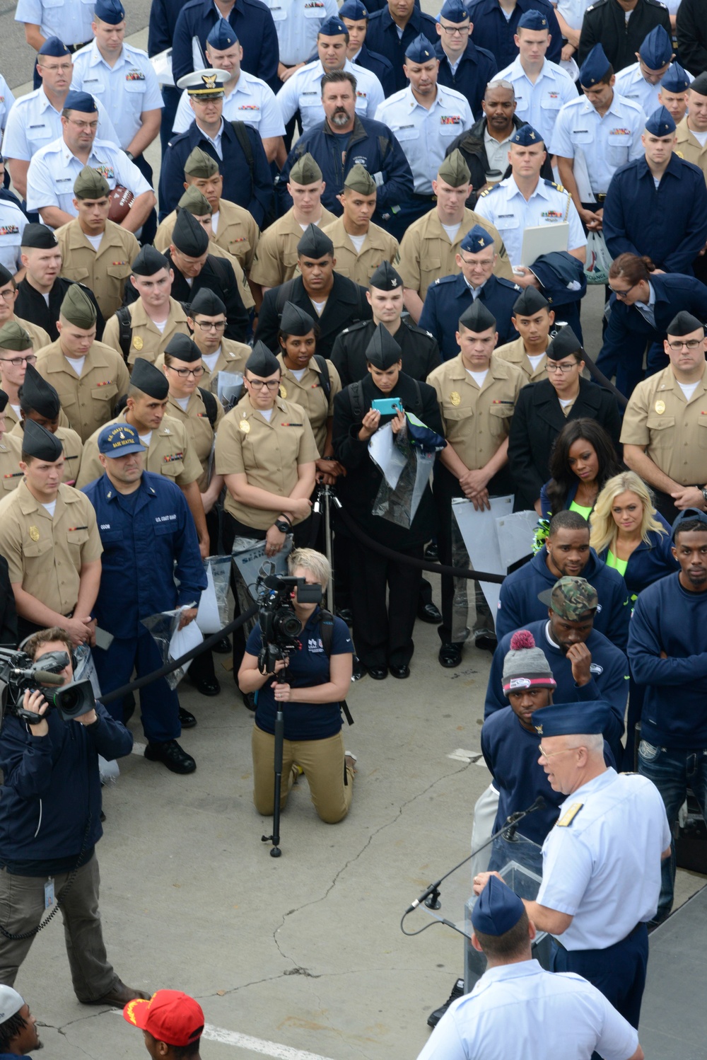 Coast Guard, Marines, Navy at Seattle Seahawks change of command