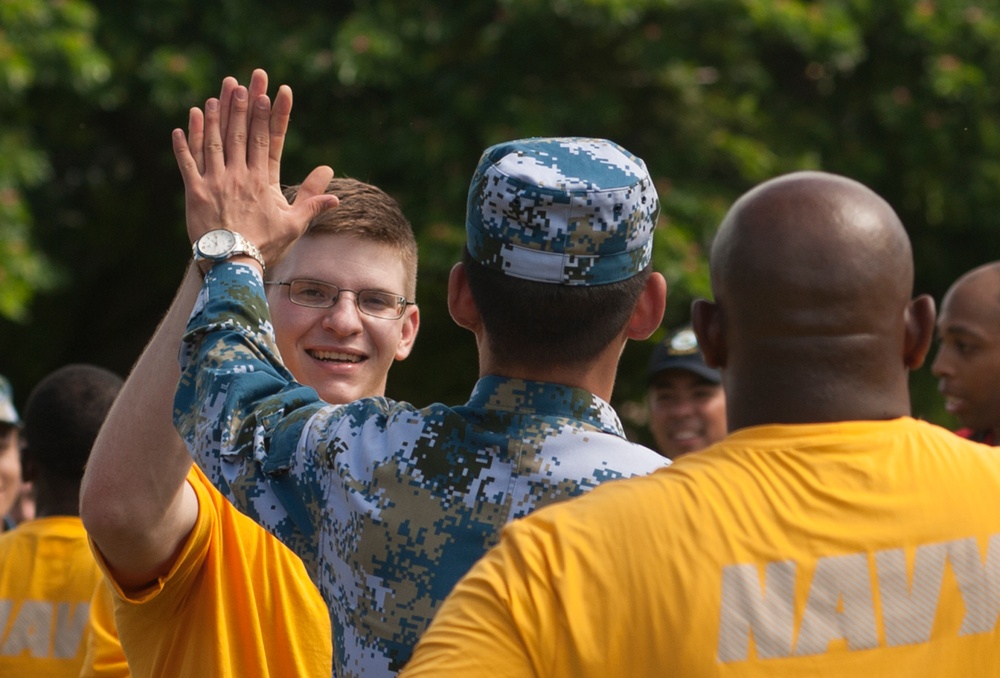 US Navy Sailors and the People’s Liberation Army Navy Midshipmen play soccer match