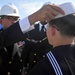 Dress blues inspection aboard USS Blue Ridge