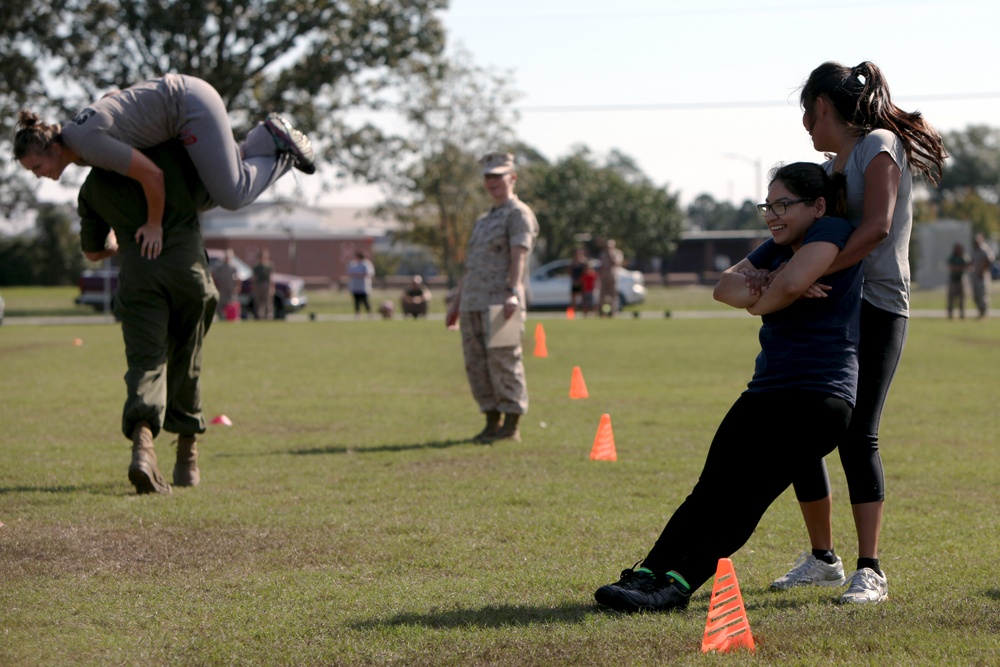 Families of MALS-14 Marines clock-in for fun