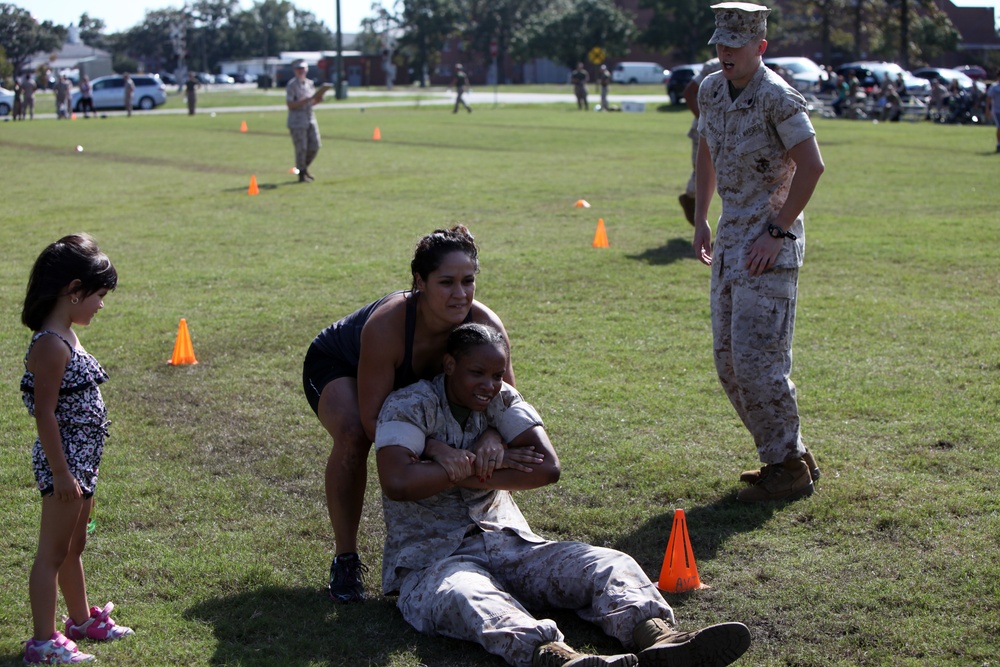 Families of MALS-14 Marines clock-in for fun
