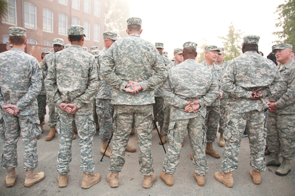 Chief of National Guard Bureau, Gen. Frank J. Grass, thanks NCNG Soldiers for flood response efforts
