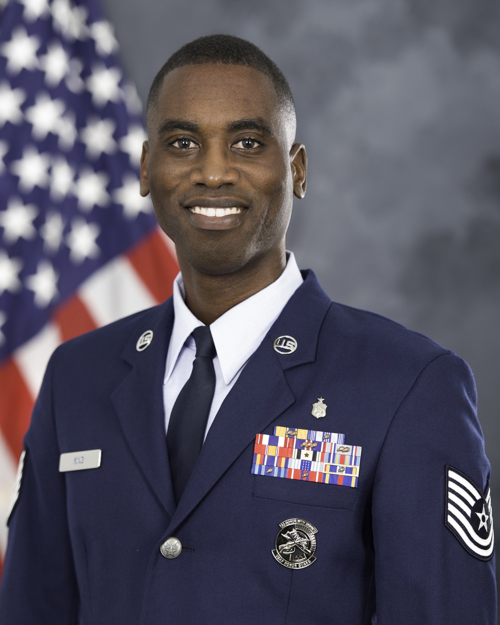 Official portrait, Tech. Sgt. Quami A. King, US Air Force