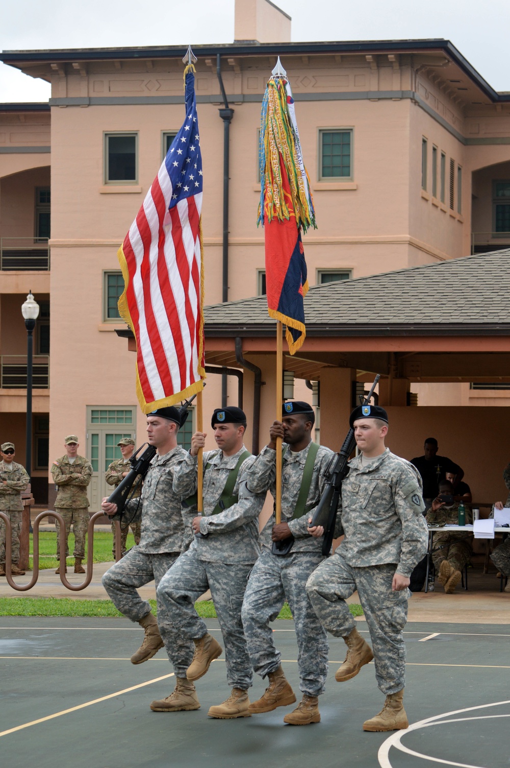 Soldiers perform time-honored tradition during color guard competition