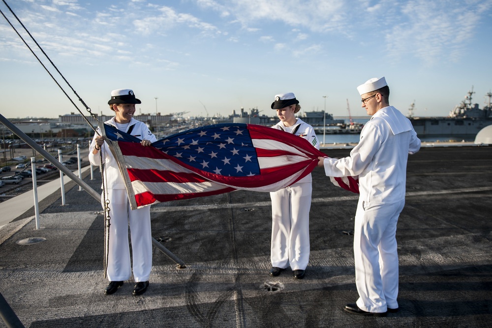 USS Harry S. Truman morning colors